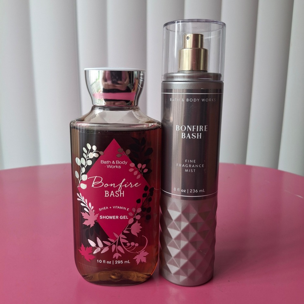 Bath & Body Works BONFIRE BASH Shower Wash Gel & Fragrance Mist Set